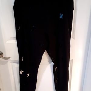 Xersion Ladies black workout pants w stars